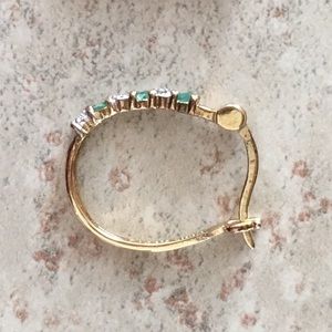 Gold Coated Earrings w/ Diamond & Emerald Accents